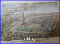 Affiche Panorama Exposition Universelle 1889 Paris Tour Eiffel Lithographie