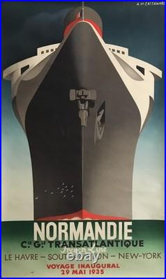 Affiche Paquebot NORMANDIE VOYAGE INAUGURAL du 29 mai 1935 Dim. 100 x 62 cm