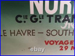 Affiche Paquebot NORMANDIE VOYAGE INAUGURAL du 29 mai 1935 Dim. 100 x 62 cm