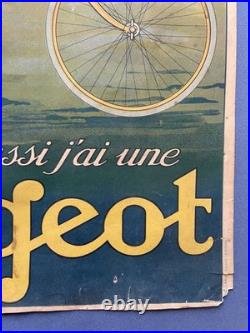 Affiche Peugeot ancienne, affiche publicitaire originale, publicité