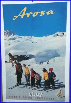 Affiche Photo Ancienne Arosa Ski Suisse Svizzera Suiza Switzerland Schweiz