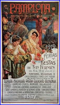 Affiche Poster Pampelune Pamplona San Fermin 1912