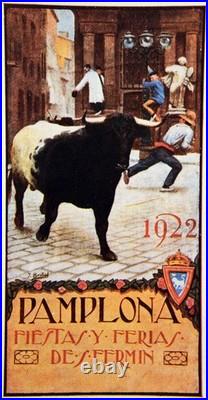Affiche Poster Pampelune Pamplona San Fermin 1922
