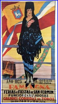 Affiche Poster Pampelune Pamplona San Fermin 1925