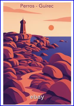 Affiche Poster Perros Guirec Bretagne Affiche Poster Perros Guirec Bretagne