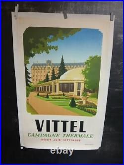 Affiche Pour Vittel Vosges Annees 1960 100x62cm Entoilee Litho