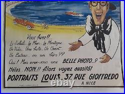 Affiche Pub 1930/PORTRAITS LOUIS/NICE/illus Marcel TESTAI/imp E. GIMELLO/41x41cm