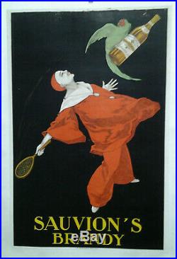 Affiche Pub Ancienne Sauvion' S Brandy Stall 1925 Pierrot Perroquet