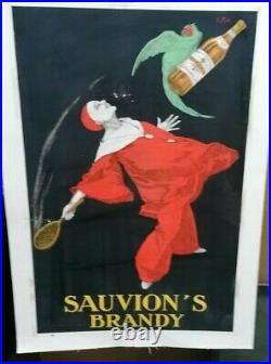 Affiche Pub Ancienne Sauvion's Brandy Stall 1925 Pierrot