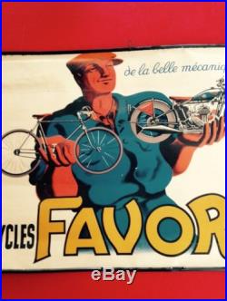Affiche Pub CYCLES FAVOR MOTOS signe Bellenger 1937 En T B E
