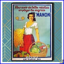 Affiche Publicitaire/1930/ Viano/ Manon/ Femme/ Angrais/ Vintage/ Original/ Rare