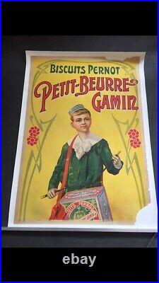Affiche Publicitaire Ancienne, Biscuits Pernot, 120x80cm, entoilée