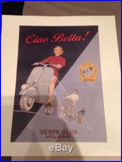 Affiche Publicitaire Ciao Bella! Vespa Club Milano
