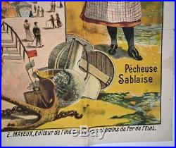 Affiche Publicitaire Des Sables d'Olonne Chemins de fer de l'Etat Vers 1898