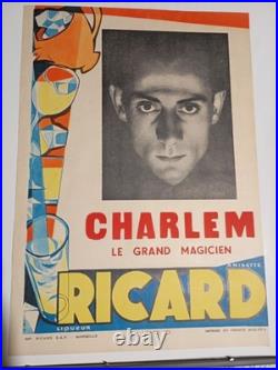 Affiche RICARD Anisette Liqueur Années'50 G. POTIER Charlem le grand magicien