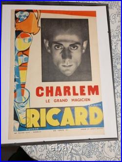 Affiche RICARD Anisette Liqueur Années'50 G. POTIER Charlem le grand magicien