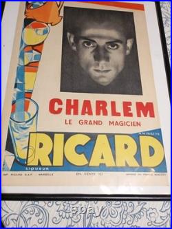 Affiche RICARD Anisette Liqueur Années'50 G. POTIER Charlem le grand magicien