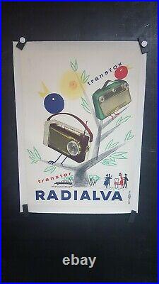Affiche Radio Transistors Radialva Sympa Annees 1960