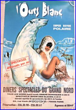 Affiche Revue polaire OURS BLANC Grand Nord Dîner spectacle Pin-up