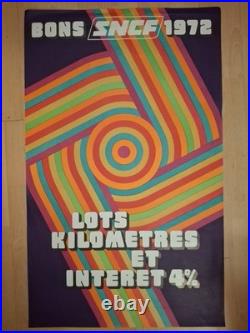 Affiche SNCF ancienne 1972 Bons à lots-kilomètres rare et psychédélique