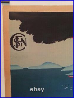 Affiche SNCF cote d'Azur Lavandou îles du levant originale entoilée 1938 rare