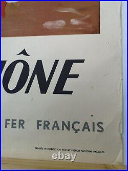 Affiche SNCF originale Yves Brayer 1951 régions Vallée du Rhone 62 x 100 cms