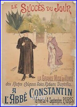 Affiche SUCCES DU JOUR A L'ABBE CONSTANTIN ca 1880-1900 Lithographie entoilée