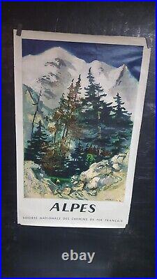 Affiche Sncf Alpes Fontanarosa Annees 1960 100x62cm