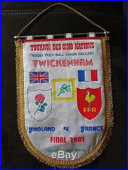 Affiche Soie originale Rugby, Tournoi Cinq Nations 1981, Finale England/France