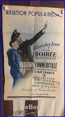 Affiche Soiree Film Aviation Air France Annees 38