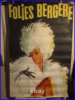 Affiche Spectacle Folies Bergere Belle Femme Fourrure