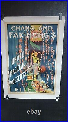 Affiche Spectacle Magie Fak-hongs Annees 1930