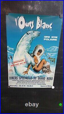 Affiche Spectacle Ours Blanc Rare Signee O'kley Annees 1970