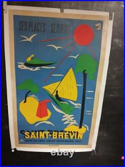 Affiche St Brevin (44) Loire Atlantique Annees 1960 100x62cm Entoilee Litho