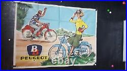 Affiche Sympa Annees 1960 Bb Peugeot Signee Couronne 108x79cm