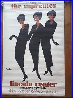 Affiche THE SUPREMES et DIANA ROSS. 1965 LINCOLN CENTER. Signée JOE EULA