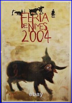 Affiche Tauromachie FERIA NIMES 2004 illustr. GAROUSTE 118 x 174 cm