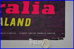 Affiche Tourisme BOAC QANTAS Ann.'50 AUSTRALIA NEW ZEALAND