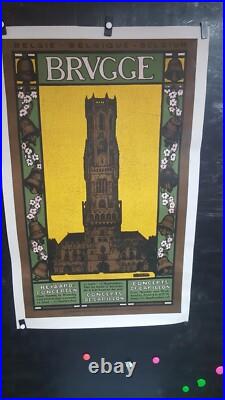 Affiche Tourisme Bruges Deco Signee Reckelbus 100x62cm Entoilee