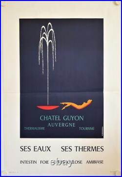 Affiche Tourisme CHATEL GUYON Auvergne SES EAUX SES THERMES illustr BASSIGNEUL