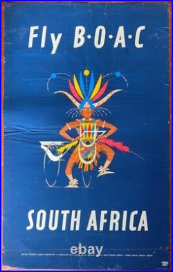 Affiche Tourisme FLY B. O. A. C. SOUTH AFRICA Afrique du Sud Airways 64x102cm 50's Affiche Tourisme FLY B. O. A. C. SOUTH AFRICA Afrique du Sud Airways 64x102cm 50's