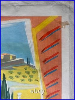 Affiche Tourisme FRANCE PROVENCE Jal SNCF Chemins de Fer 62x100cm 1954