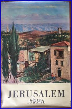 Affiche Tourisme JERUSALEM ISRAEL Ville Saint Monts de Moab BLUM 62x99cm 1962