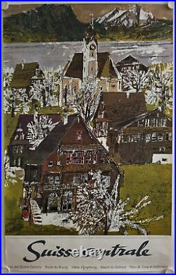 Affiche Tourisme SUISSE CENTRALE Lac Quatre-Cantons 1963 illustr. HUGO WETLI