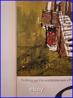 Affiche Tourisme SUISSE CENTRALE Lac Quatre-Cantons 1963 illustr. HUGO WETLI
