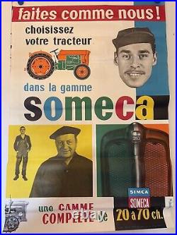 Affiche Tracteur Agricole Someca 20 À 70 Cv Année 60