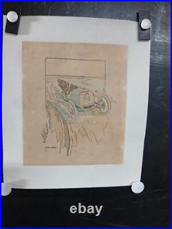 Affiche Tte Courses Auto Vers 1910 Signee Montaut 23x20cm Entoilee
