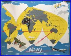 Affiche Uta Aeromaritime Avion Comet Paris Saigon USA Toni J Mella Circa 1960