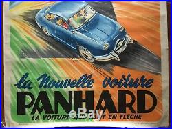 Affiche VOITURE PANHARD Avion Fusée DYNA Automobile JEAN BLANCHOT 80x120cm 50's