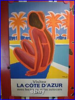 Affiche Villemot Cote d'Azur SNCF 1968 originale